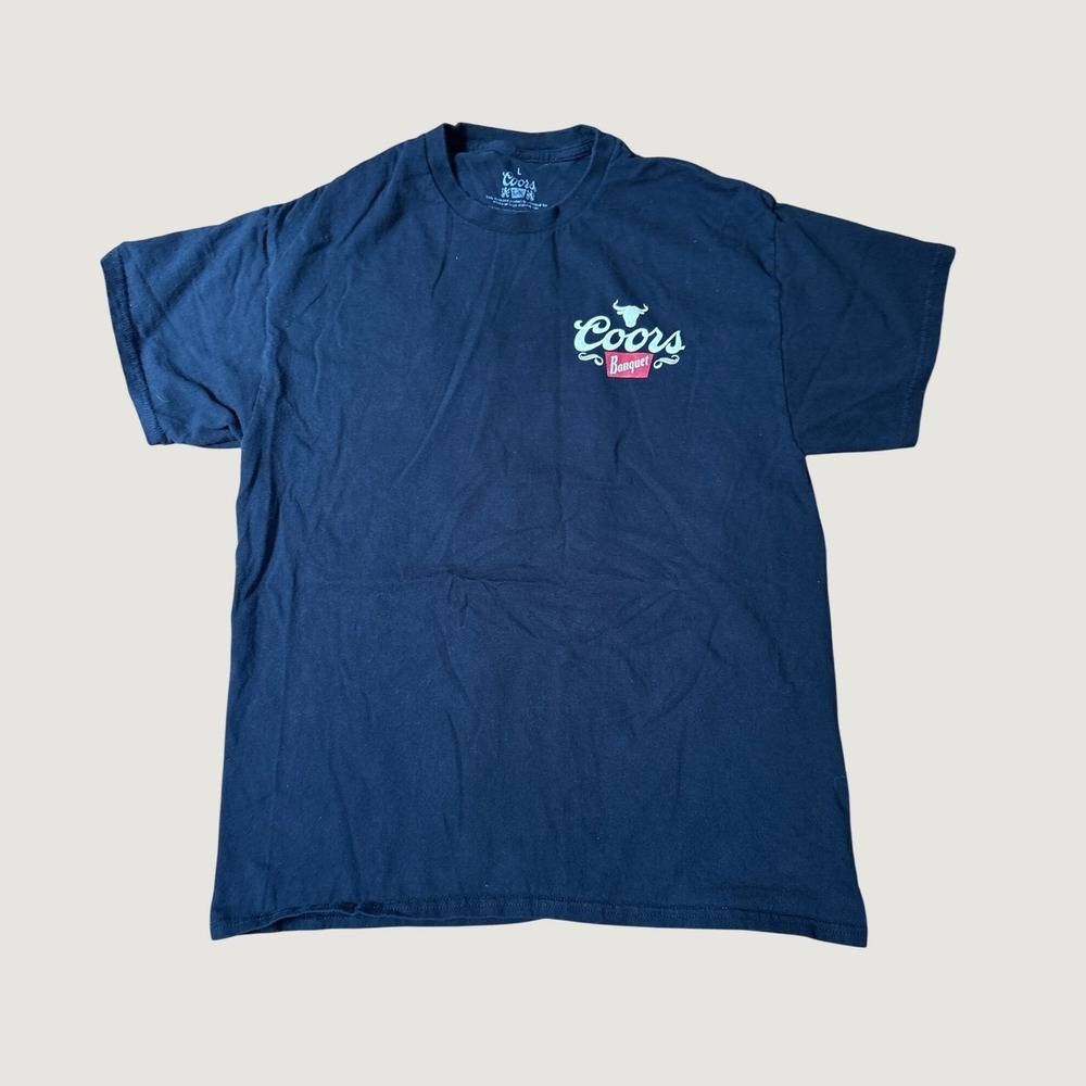 Coors Banquet T Shirt Women Navy Blue Rodeo Graphic Western SIZE L